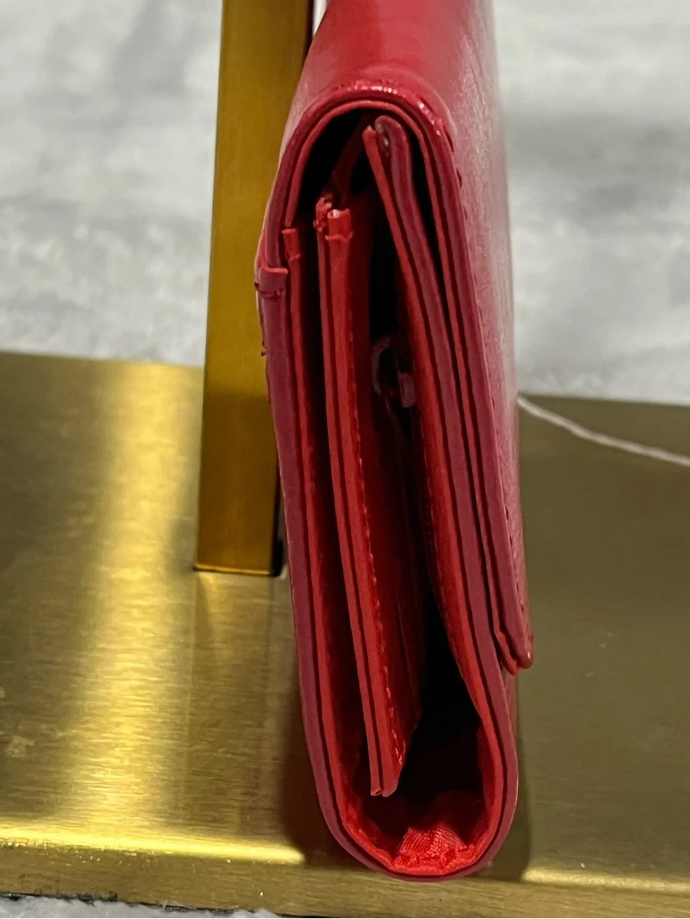 New JC Fashion Red Faux Leather Foldover Wallet – Compact Bifold